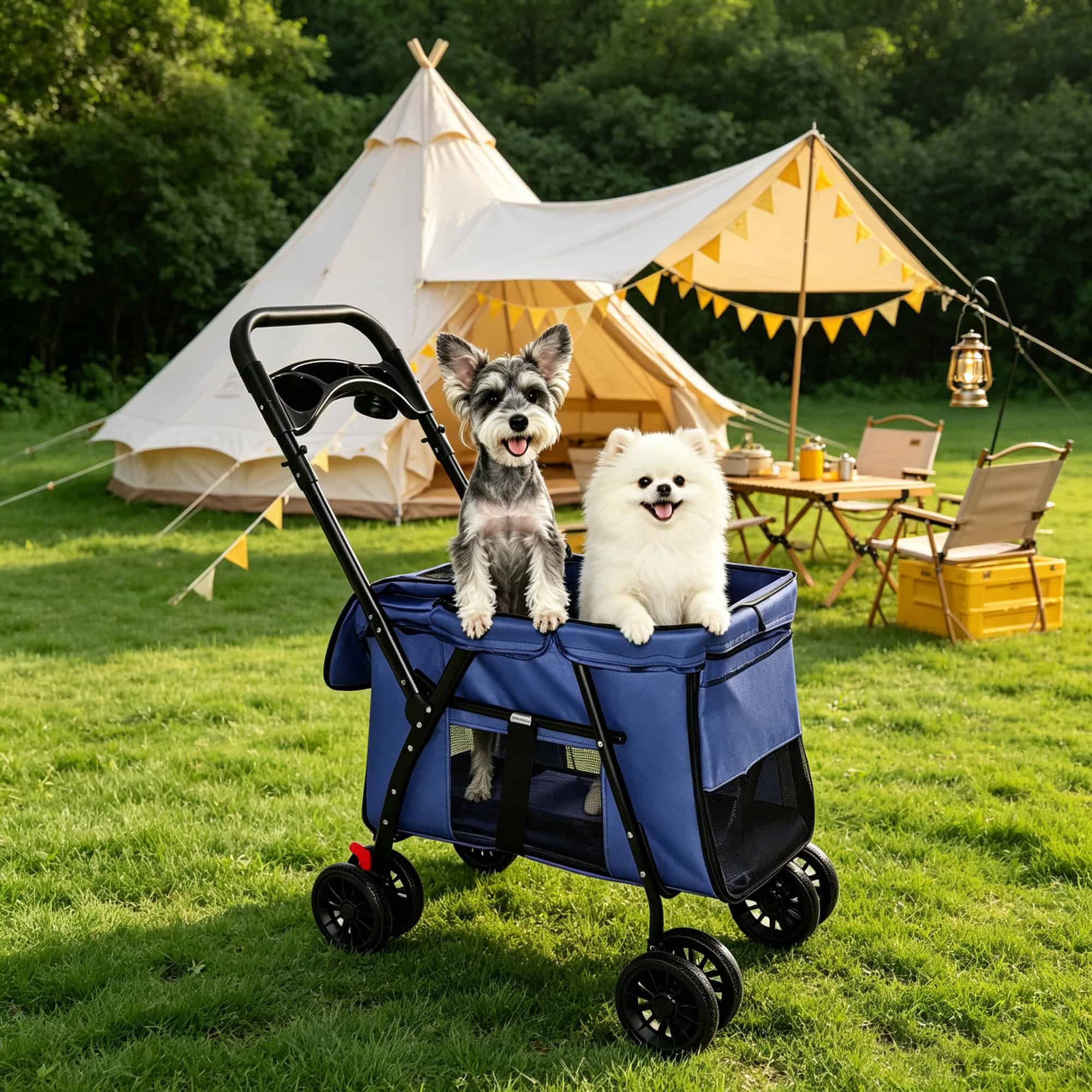 Lightweight Foldable Pet Stroller, Navy - Image 7