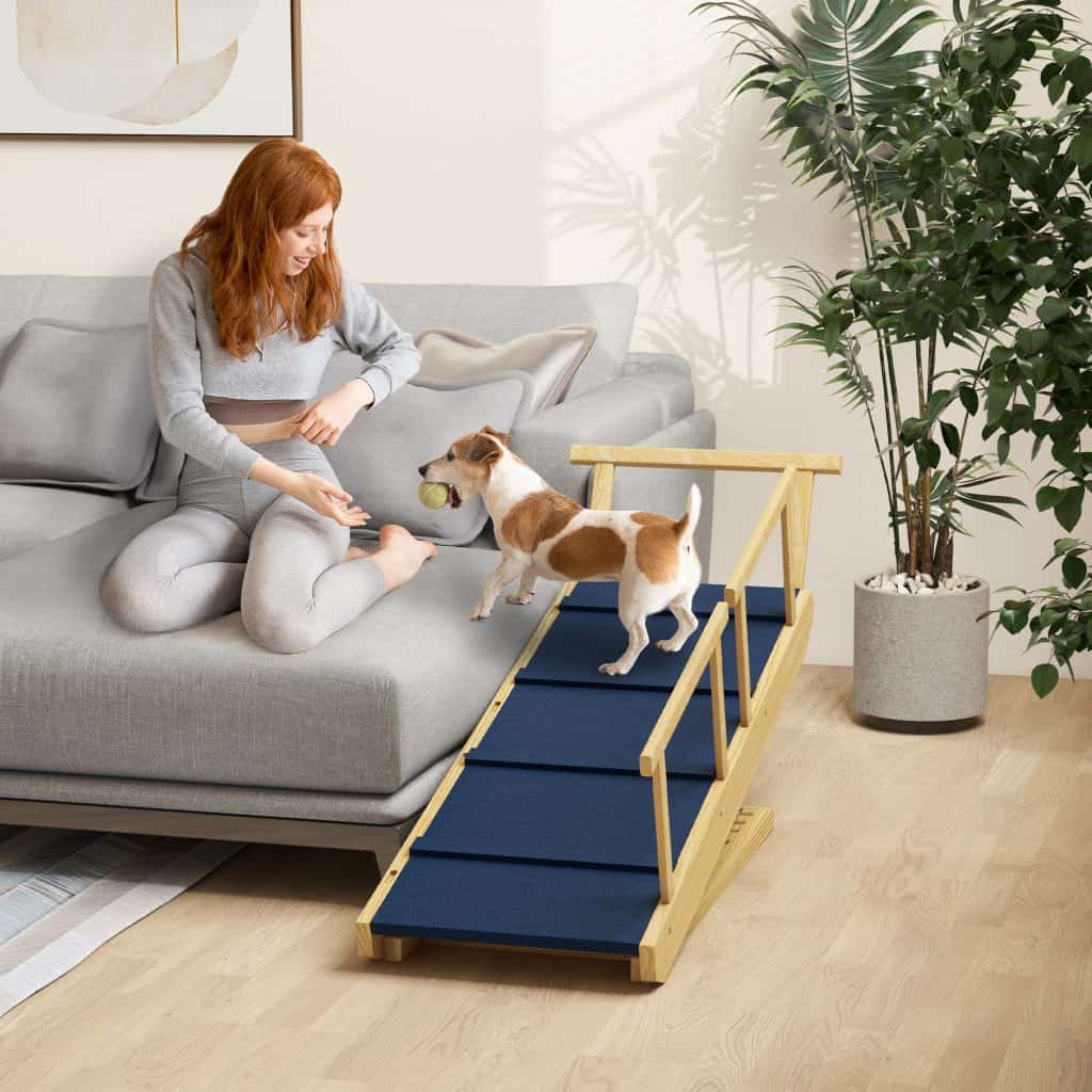Adjustable Wooden Dog Ramp for Beds & Sofas