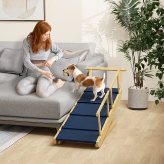 Adjustable Wooden Dog Ramp for Beds & Sofas