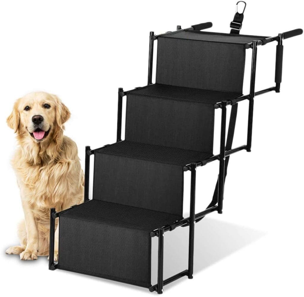 Calm Ride™ Folding 4-Step Dog Car Stairs – Lightweight Non-Slip Pet Steps for SUVs, Trucks & High Beds