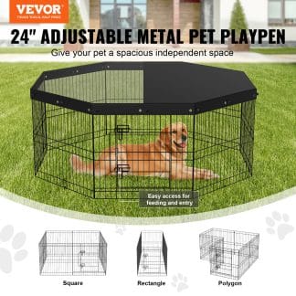 Calm Haven™ 8-Panel Dog Playpen with Top Cover – Foldable Indoor/Outdoor Safe Space