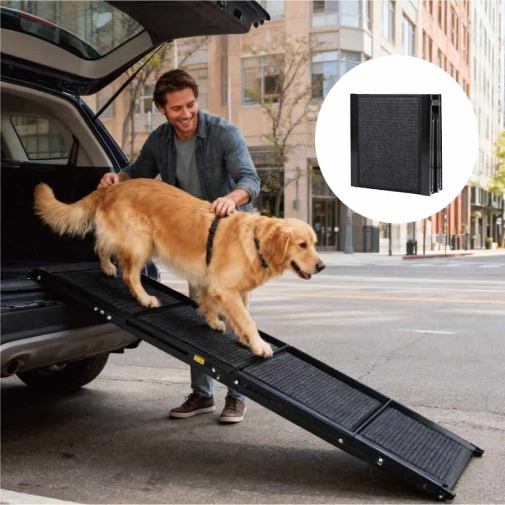 Calm Ride™ Folding Dog Car Ramp 71" – Non-Slip Portable Ramp for SUVs & Trucks, up to 250 lbs
