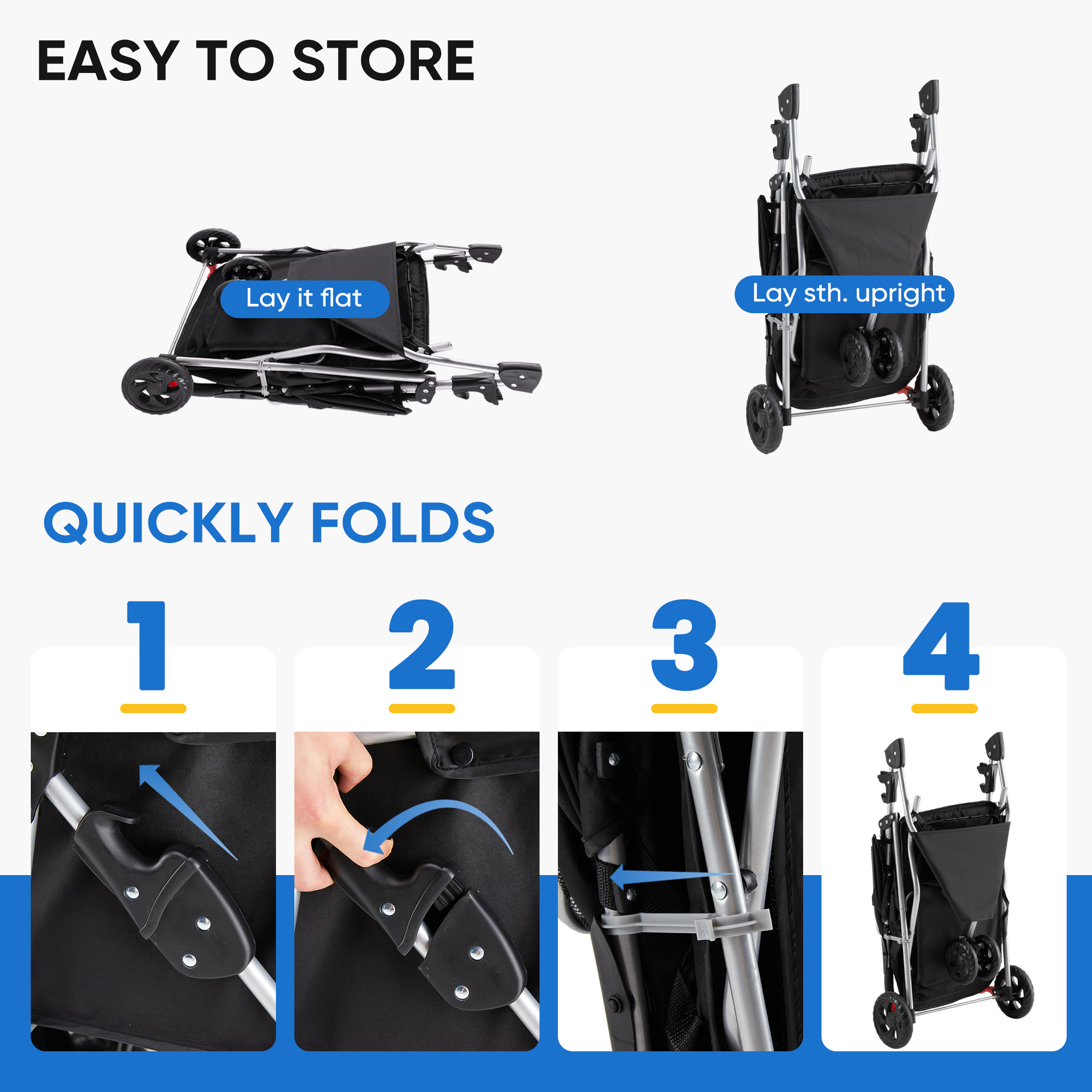 Aluminum Pet Stroller with Storage Basket