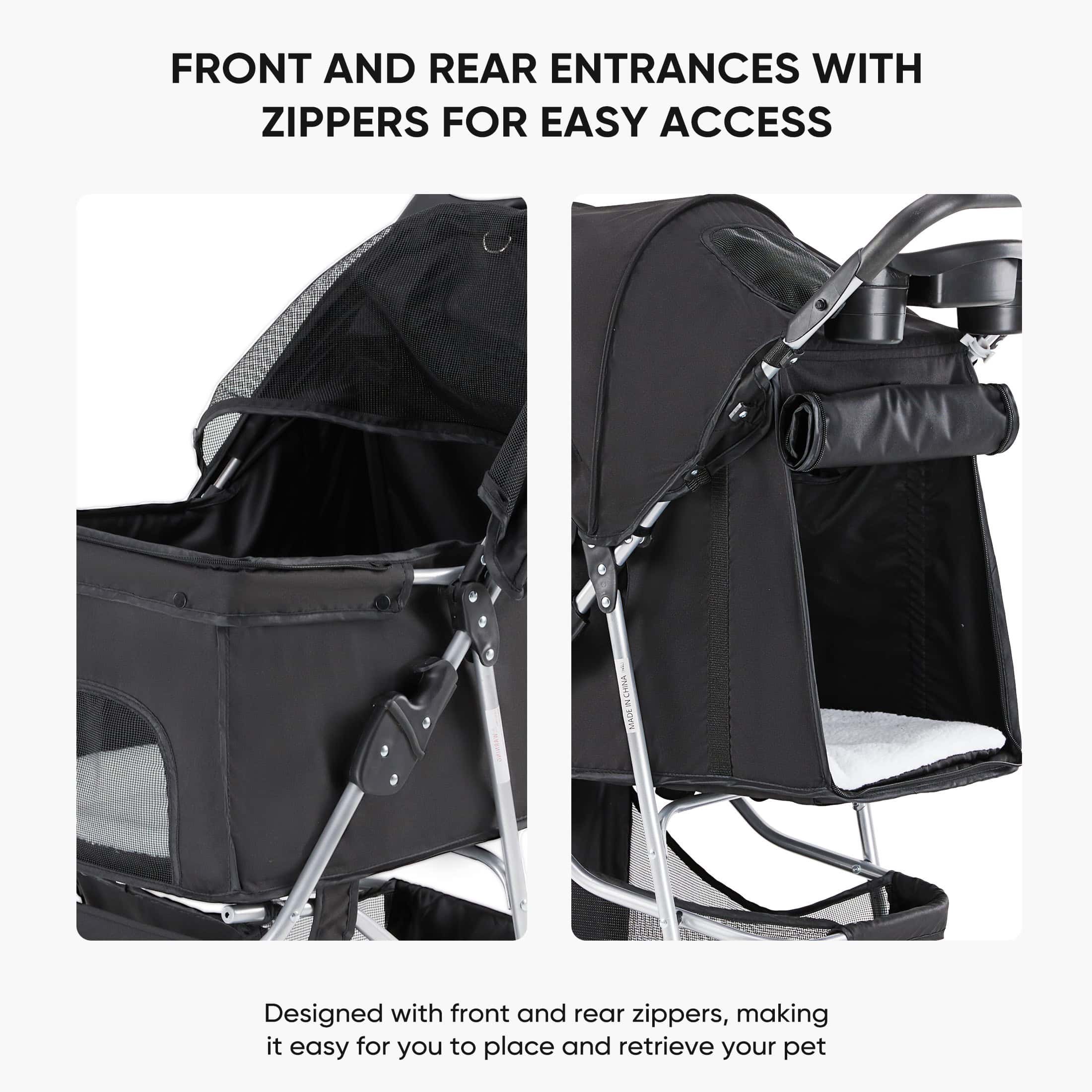 Aluminum Pet Stroller with Storage Basket