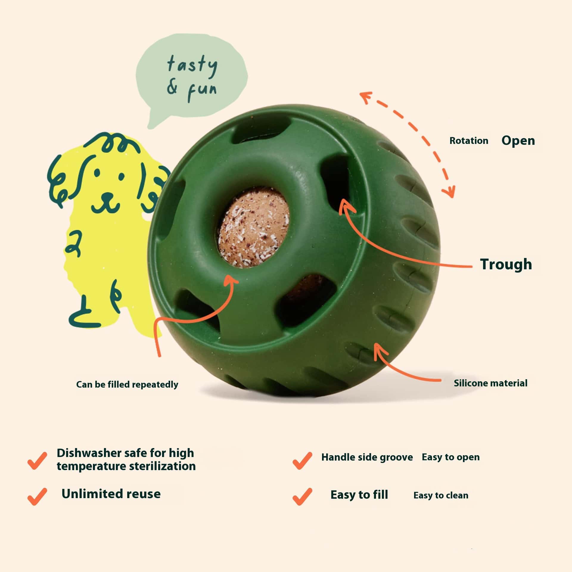 Calm Feed silicone slow-feeder treat ball for dogs – image 3