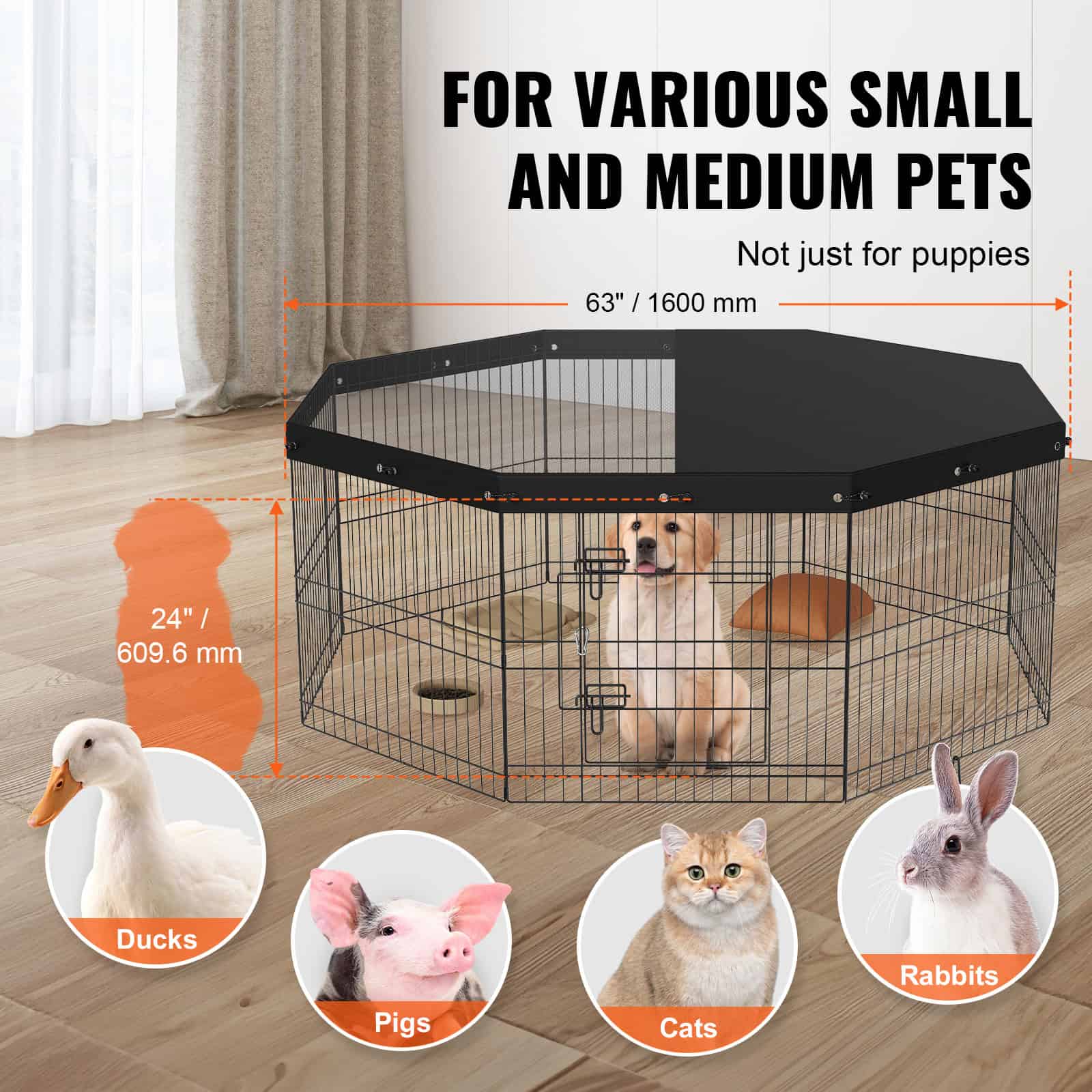 Calm Haven 8-panel dog playpen with top cover – image 2