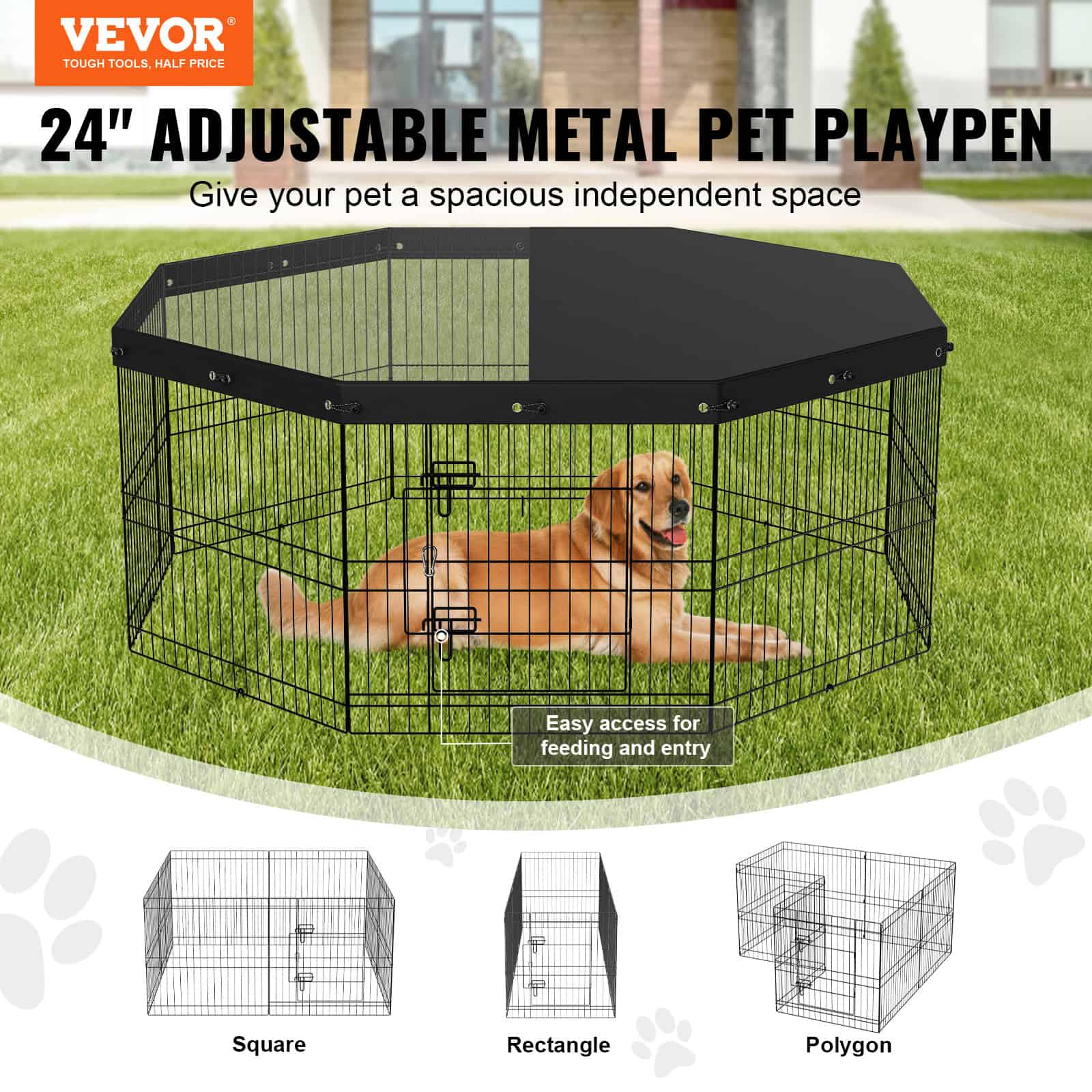 Calm Haven 8-panel dog playpen with top cover – image 4