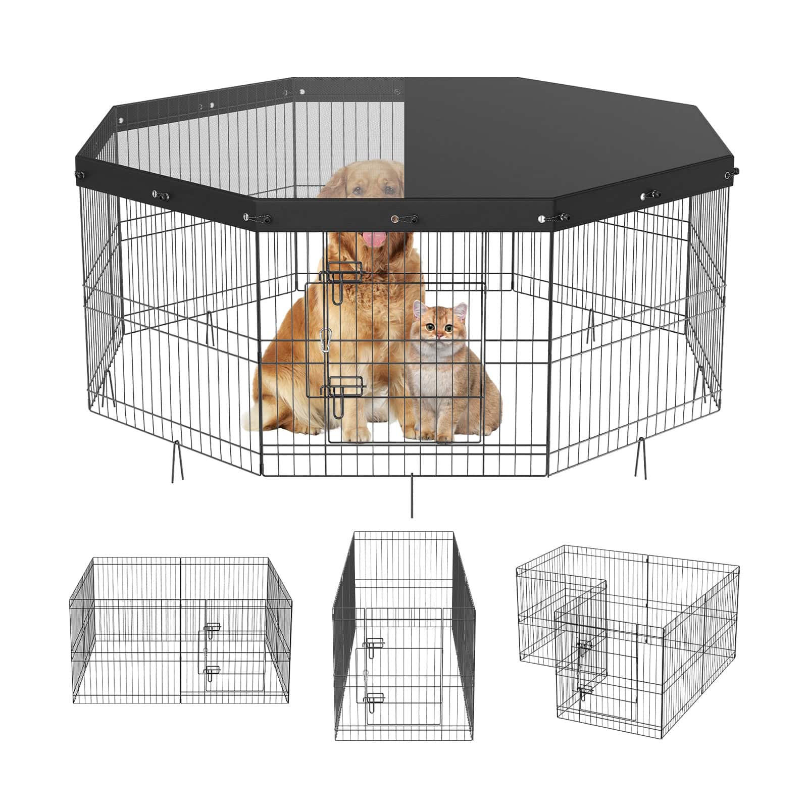 Calm Haven 8-panel dog playpen with top cover – image 6