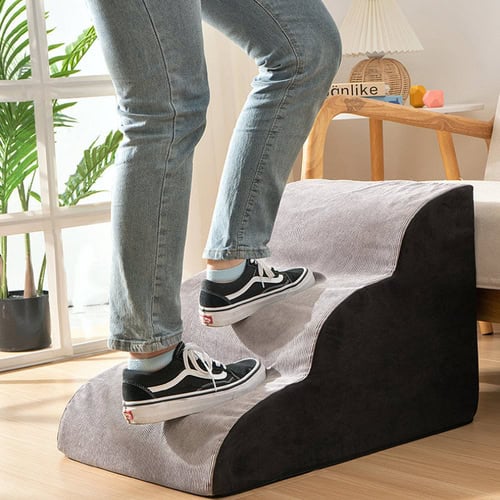 Calm Steps™ 3-Step Dog Stairs – Non-Slip Padded Pet Steps for Sofas & Low Beds