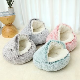 Calm Hideaway™ Hooded Cave Dog Bed – Semi-Enclosed Plush Calming Bed
