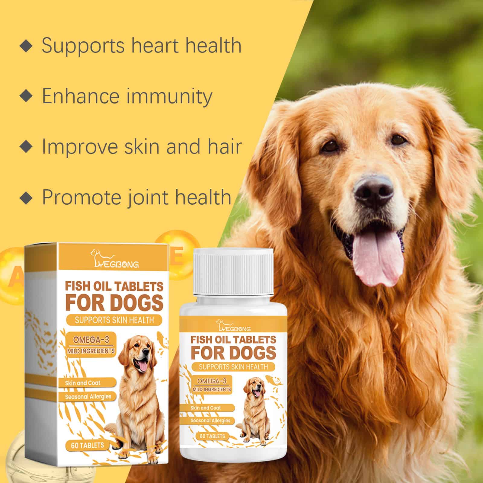 Omega-3 Fish Oil Chews for Dogs, 60 Count