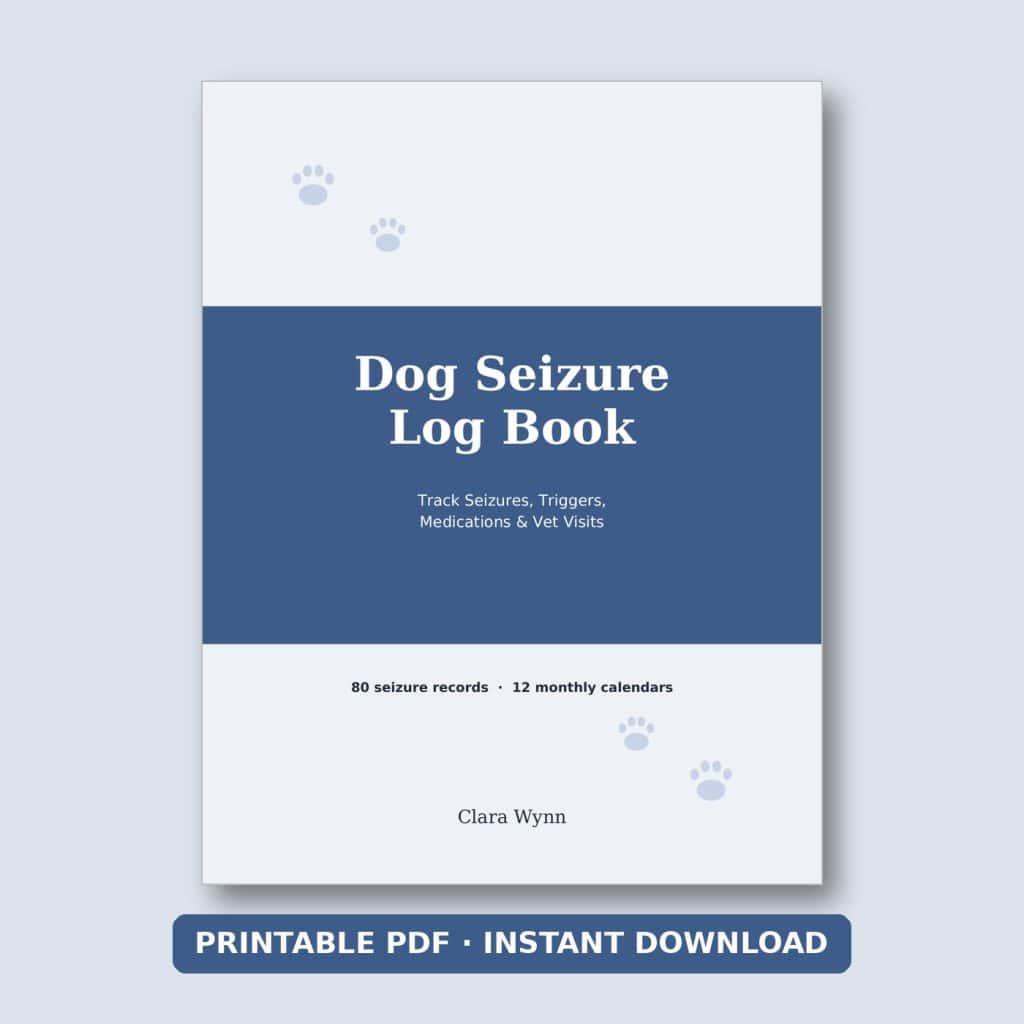 Dog Seizure Log Book printable PDF cover