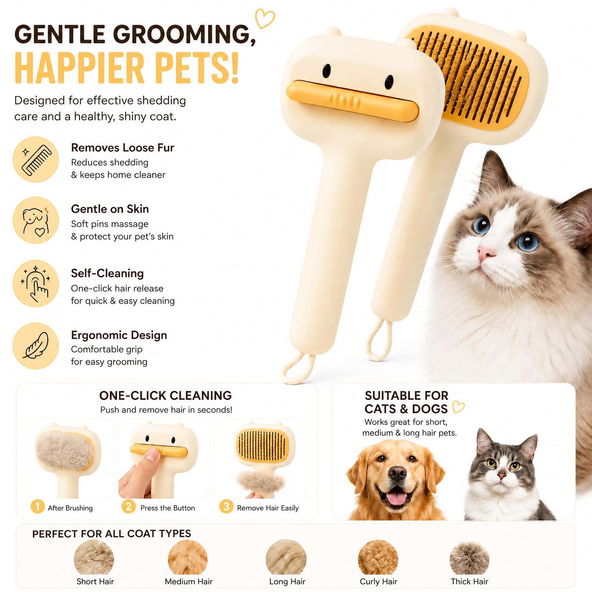 Self-Cleaning Slicker Brush for Dogs & Cats – image 12