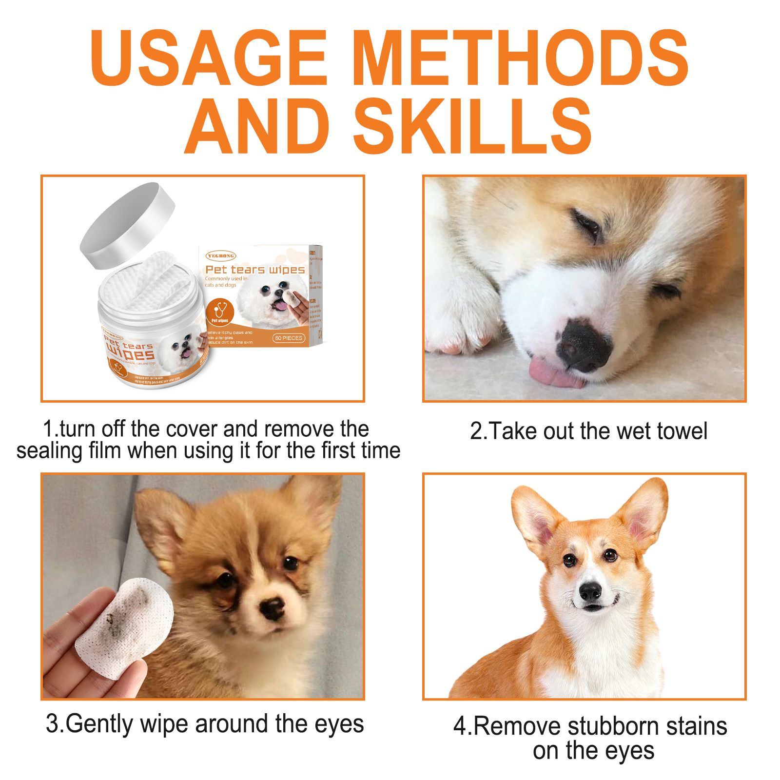 Tear Stain Wipes with Aloe & Chamomile